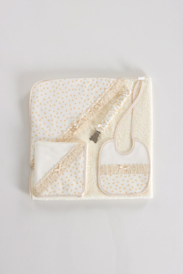 Conjunto bebé 4 peças estampado c/ renda