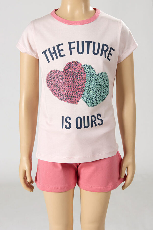 Pijama estampado manga curta menina the future is ours