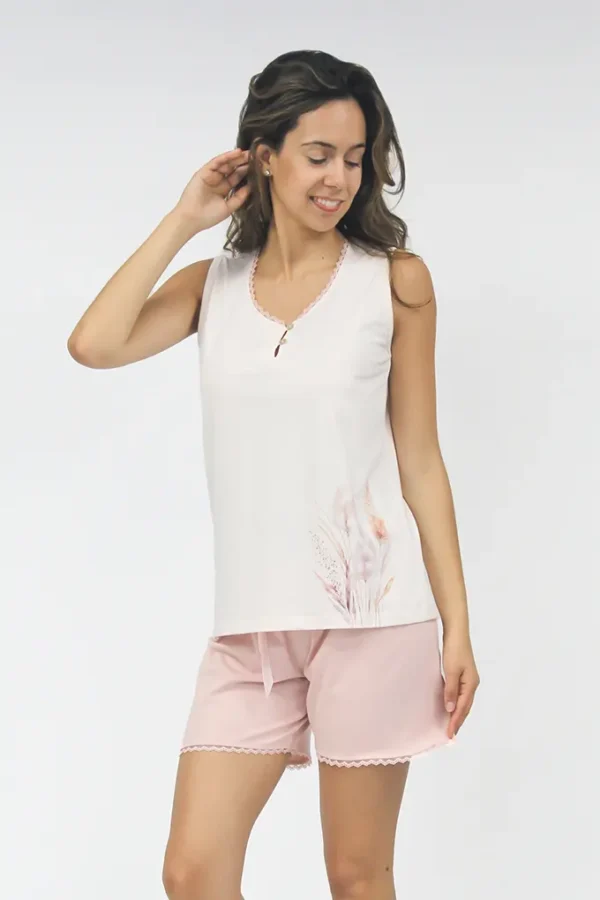 Pijama estampado manga cava senhora ms3741