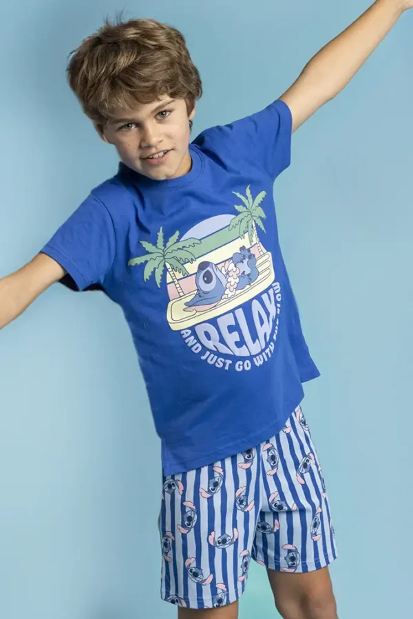 Pijama estampado manga curta menino stitch 63231