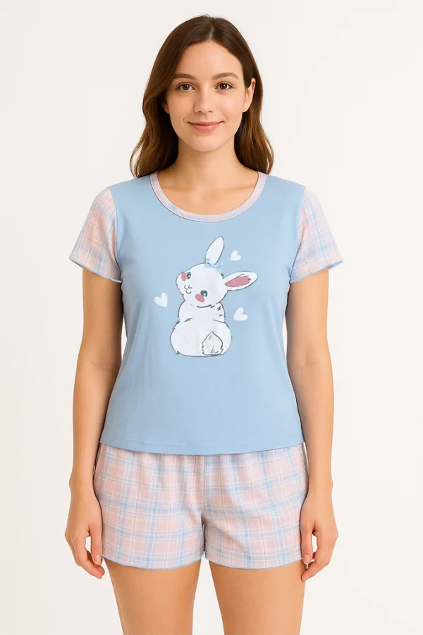 Pijama manga curta estampado senhora 020276