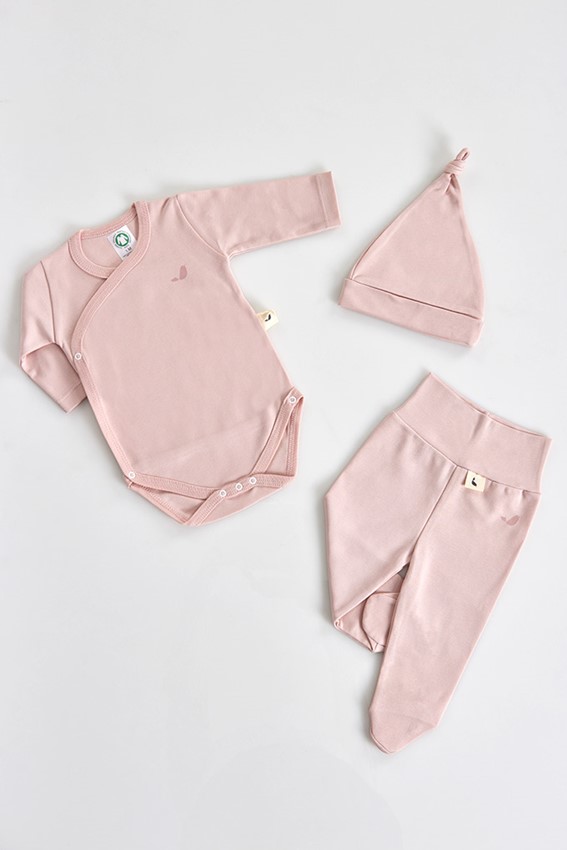 Conjunto bebé 3 peças algodão orgânico