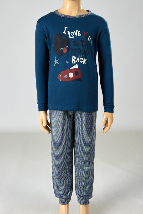 Pijama estampado cardado menino i love you to the moon