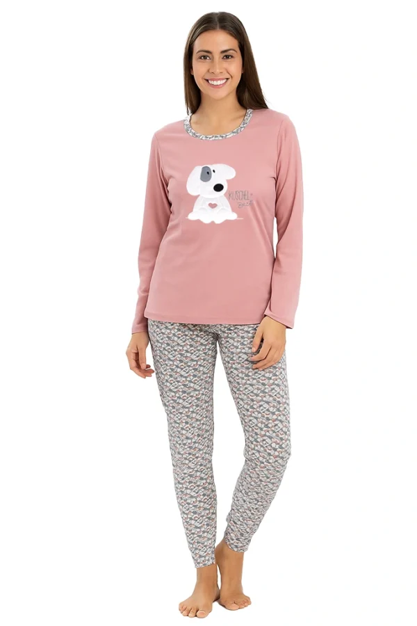 Pijama bordado cardado senhora